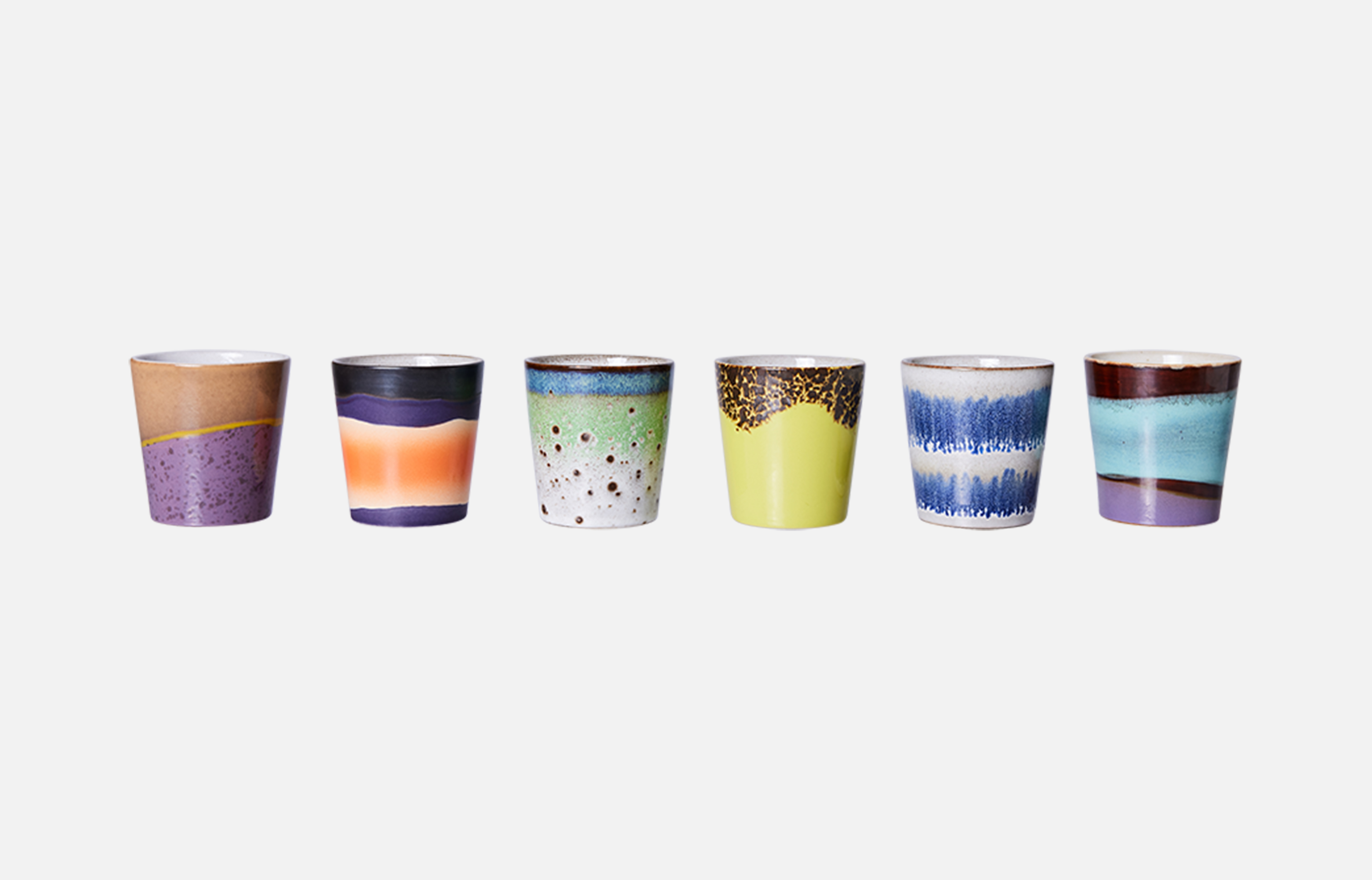 70s Keramik 6er Set Kaffeebecher - Pluto 70s Keramik 6er Set Kaffeebecher - Pluto