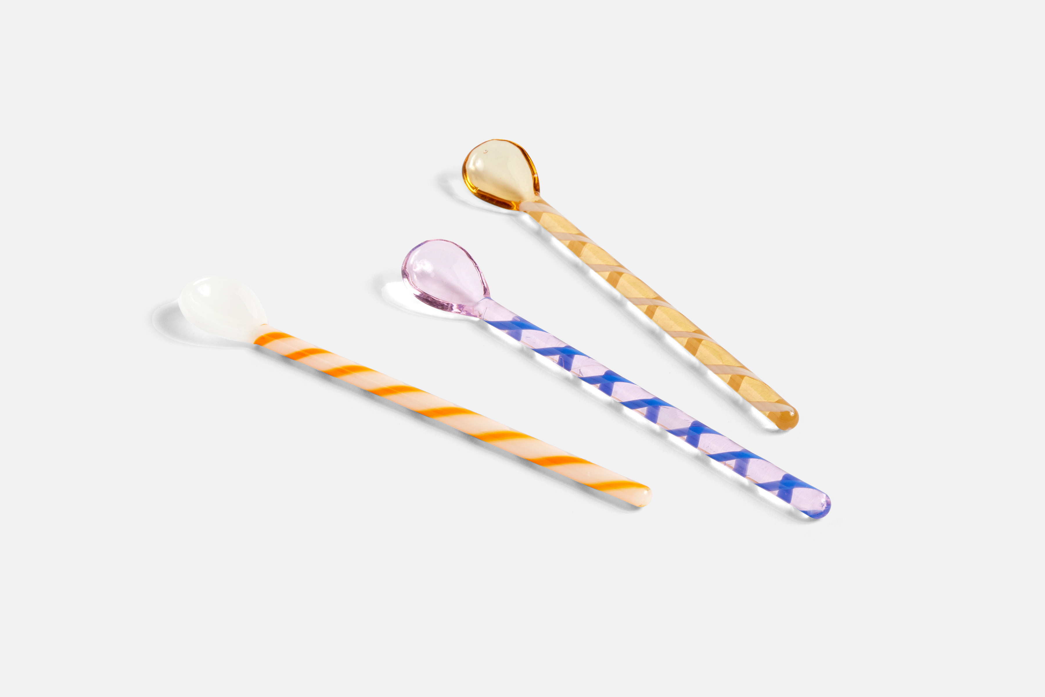 Glas Löffel Spice Set of 3 Amber and light pink and white Glas Löffel Spice Set of 3 Amber and light pink and white