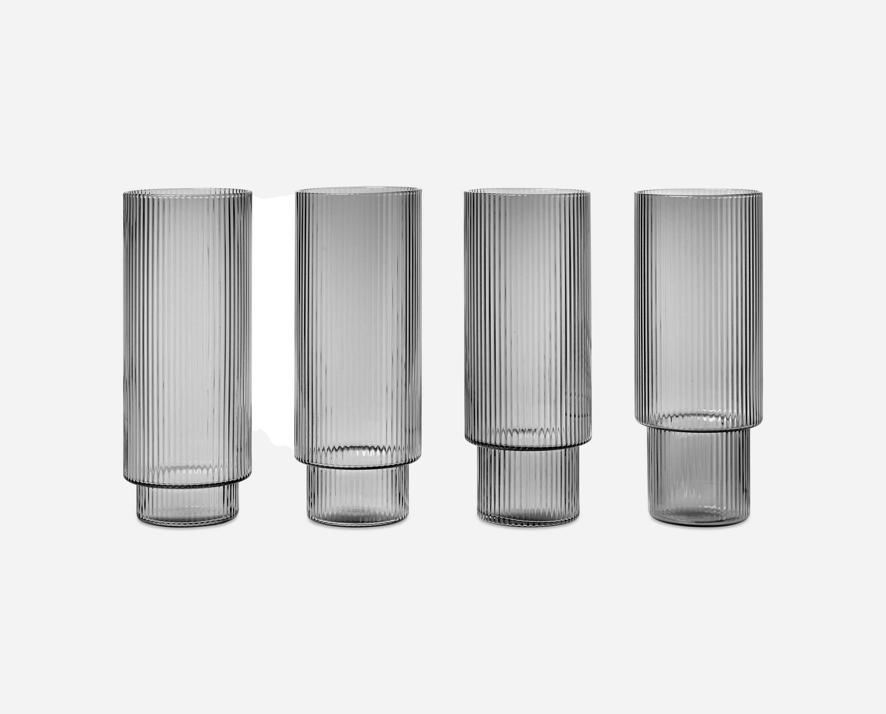 Ripple Long Drink Gläser 4er Set - Smoked grey Ripple Long Drink Gläser 4er Set - Smoked grey